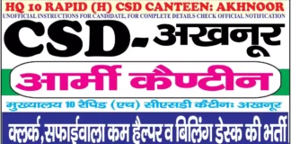 Akhnoor Army Canteen Bharti