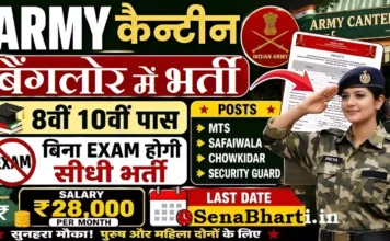 Army Canteen Bangalore Bharti 2026: 10वीं पास के लिए भर्ती, ऐसे करें आवेदन Army Canteen Bangalore Bharti