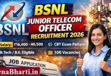 BSNL JTO Recruitment 2026: जूनियर टेलीकॉम ऑफिसर के 100 पदों पर भर्ती, यहाँ से करें ऑनलाइन आवेदन BSNL JTO Recruitment