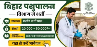 Bihar Pashupalan Vibhag Vacancy