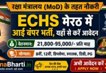 ECHS Meerut Vacancy 2026: DEO, ड्राइवर, चपरासी, सफाईवाला, चौकीदार, फार्मासिस्ट, आदि ECHS Meerut Vacancy Apply Form