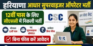Haryana Aadhaar Supervisor Operator Bharti