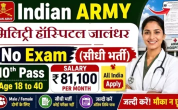 Military Hospital Jalandhar Cantt Bharti 2026: मिलिट्री हॉस्पिटल जालंधर में सीधी भर्ती, 10वीं/12वीं और PG पास के लिए वॉक-इन-इंटरव्यू Military Hospital Jalandhar Cantt Bharti