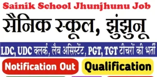 Sainik School Jhunjhunu Recruitment Sainik School Jhunjhunu Bharti