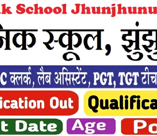 Sainik School Jhunjhunu Recruitment Sainik School Jhunjhunu Bharti