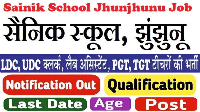 Sainik School Jhunjhunu Recruitment Sainik School Jhunjhunu Bharti