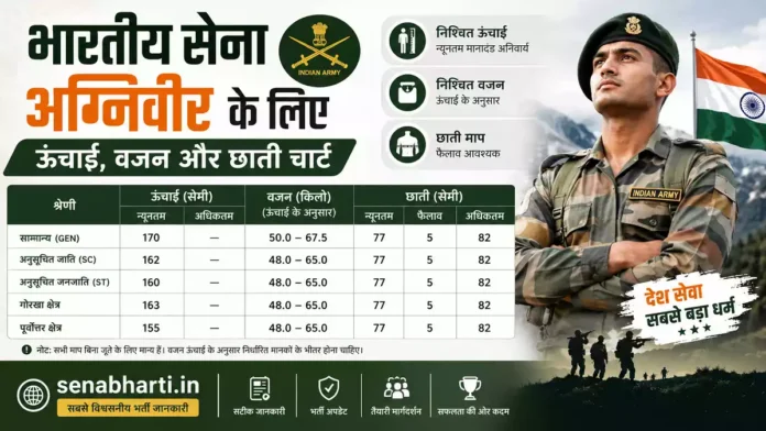 Weight and Height Chart for Indian Army Agniveer Weight and Height Chart for Indian Army Agniveer